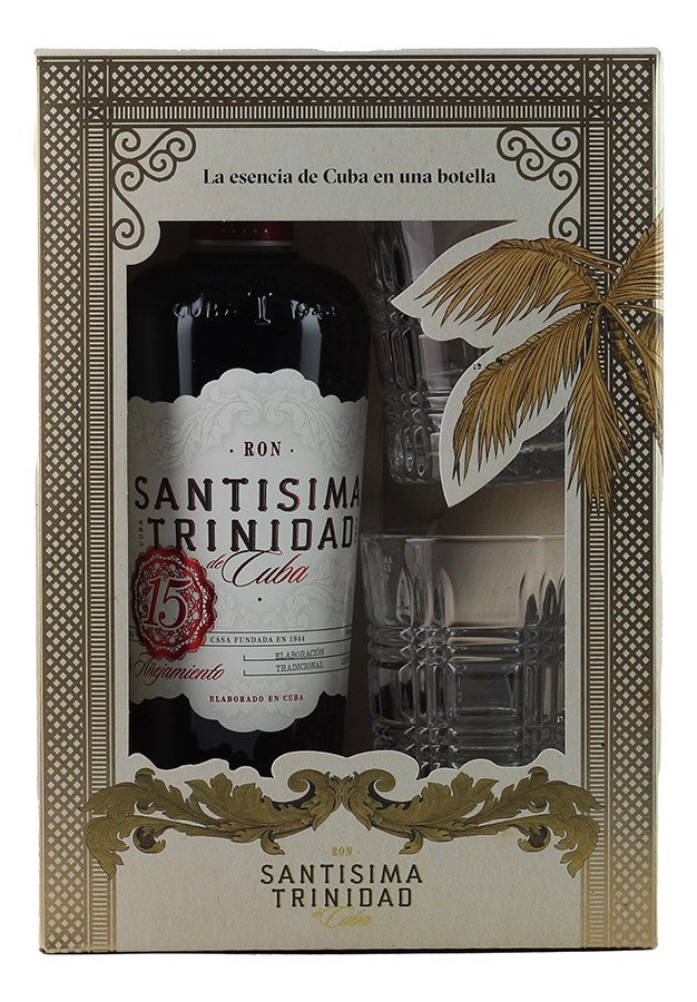 RON SANTISIMA TRINIDAD DE CUBA 15 YEAR 40.7% 700ML + 2 GLASSES GIFT PACK